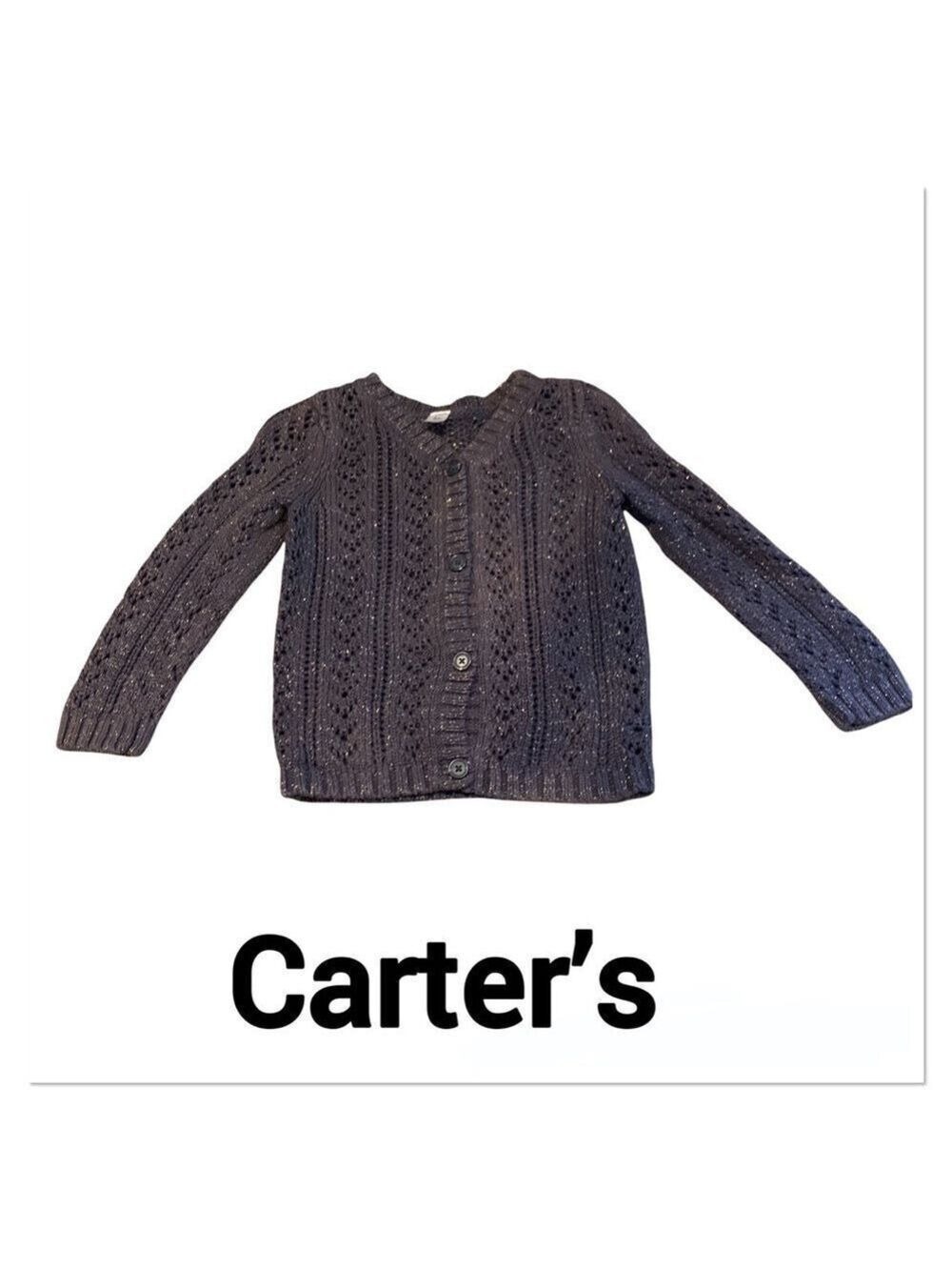 CARTER’S Brown Knit Button Down Girl’s Cardigan with sparkle thread 6x